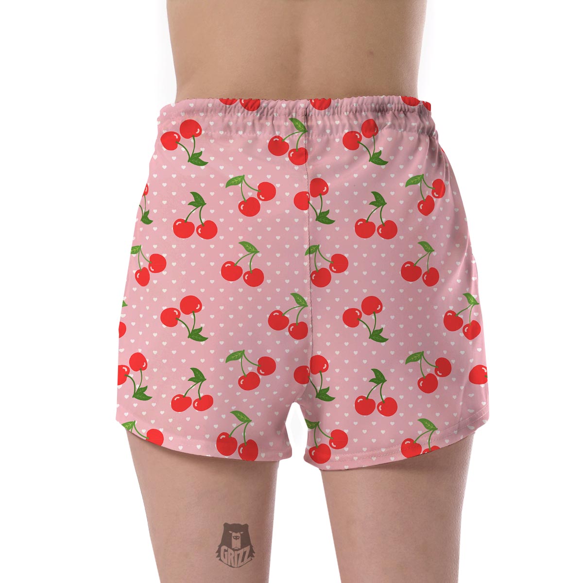 Cherry Heart Dot Pattern Print Women's Shorts-grizzshop