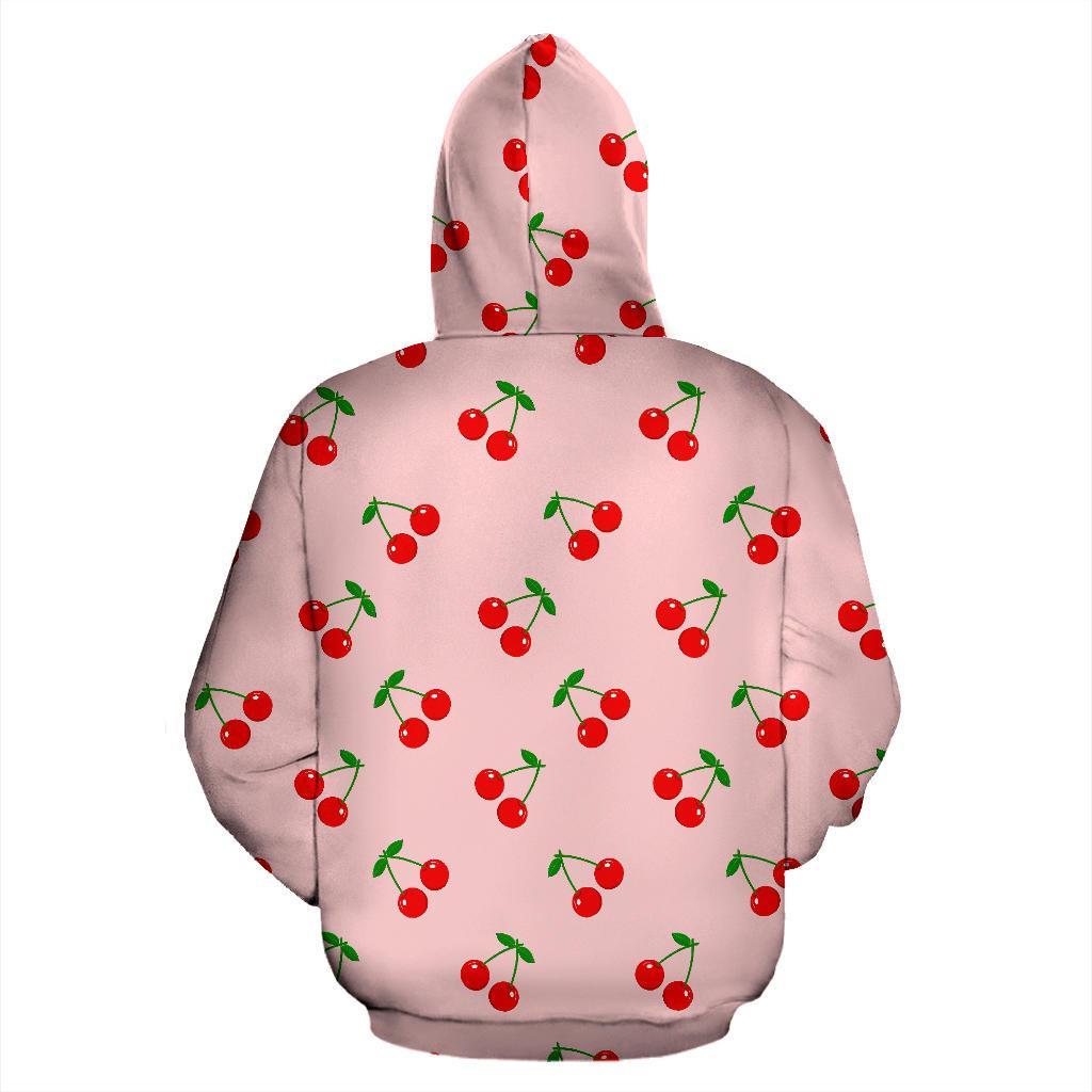 Cherry Pink Pattern Print Men Women Pullover Hoodie-grizzshop