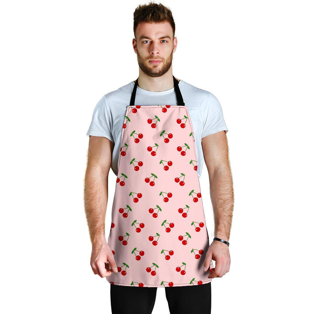 Cherry Pink Pattern Print Men's Apron-grizzshop