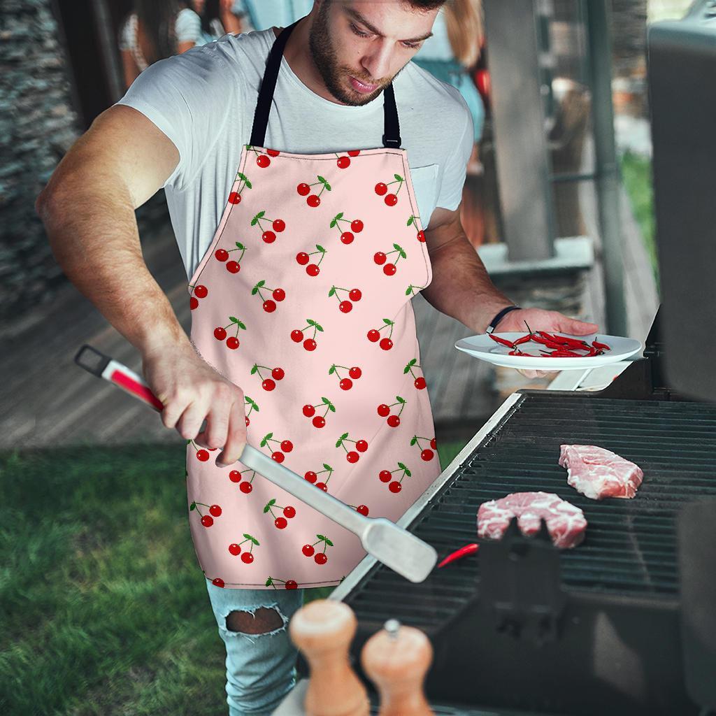 Cherry Pink Pattern Print Men's Apron-grizzshop