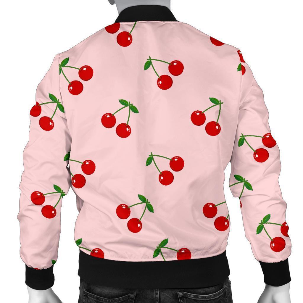 Cherry Pink Pattern Print Men's Bomber Jacket-grizzshop