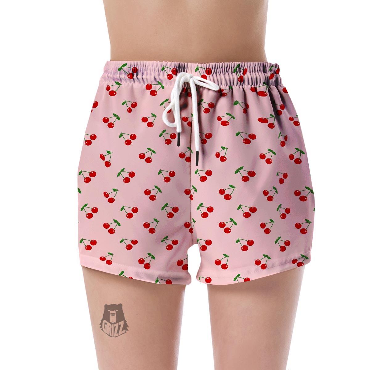 Cherry Pink Pattern Print Women's Shorts-grizzshop