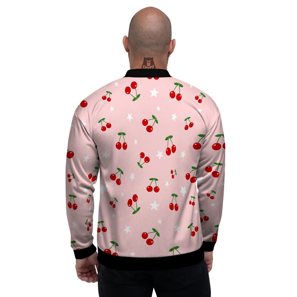 Cherry Pink Print Pattern Men's Bomber Jacket-grizzshop