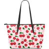 Cherry Print Pattern Leather Tote Bag-grizzshop