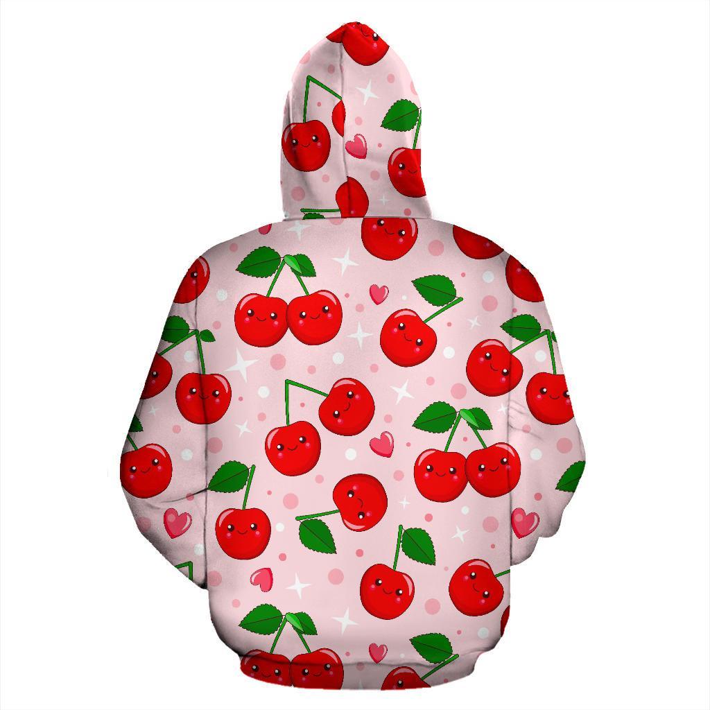 Cherry Print Pattern Men Women Pullover Hoodie-grizzshop