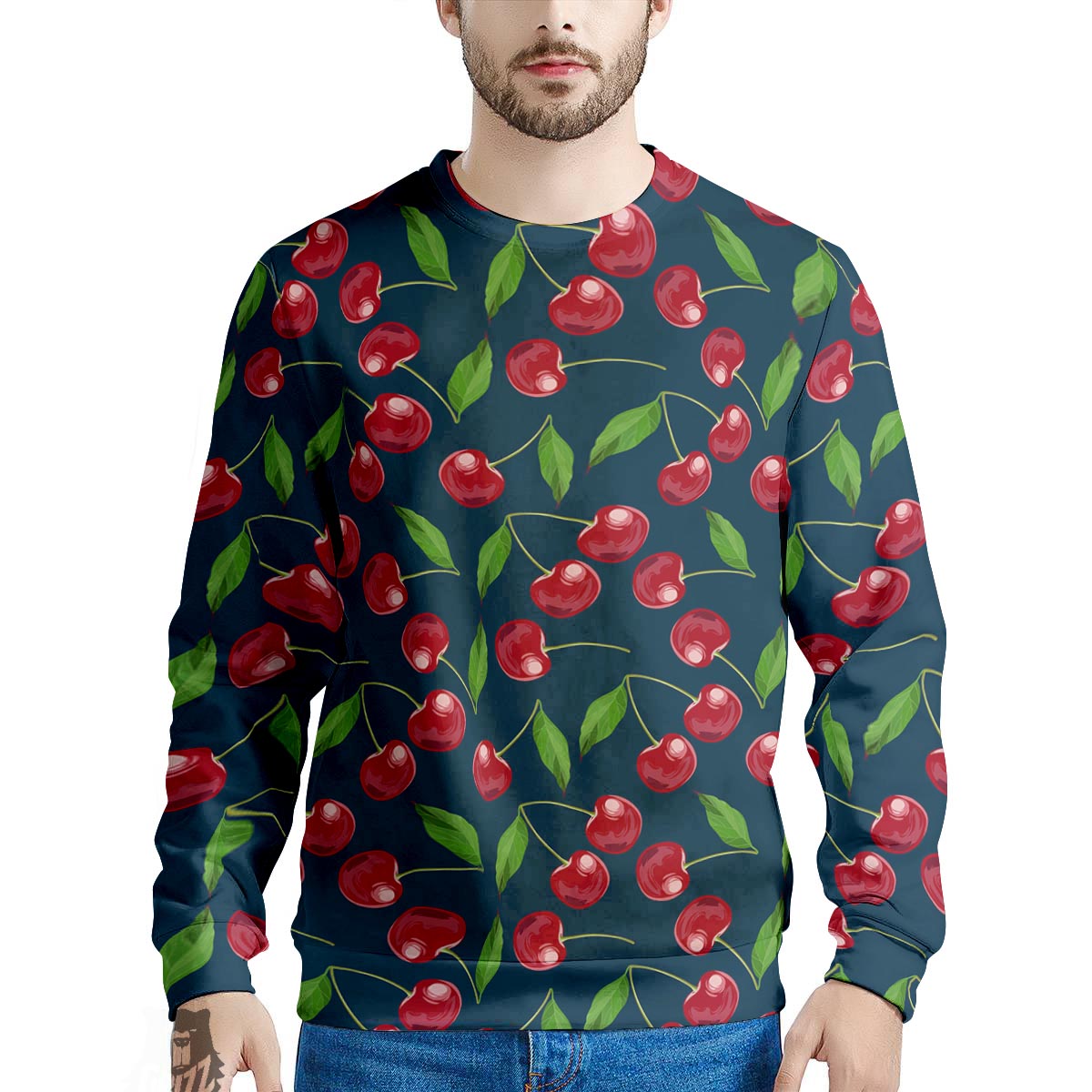 Cherry Red Print Pattern Men's Sweatshirt-grizzshop