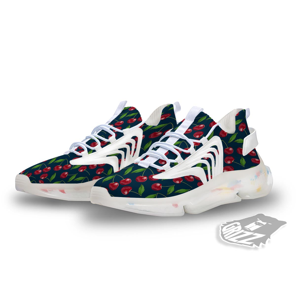 Cherry Red Print Pattern White Gym Shoes-grizzshop