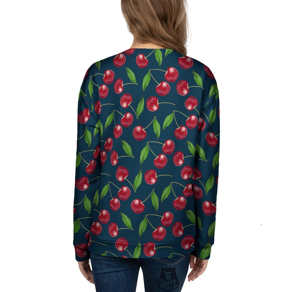Cherry Red Print Pattern Women's Sweatshirt-grizzshop