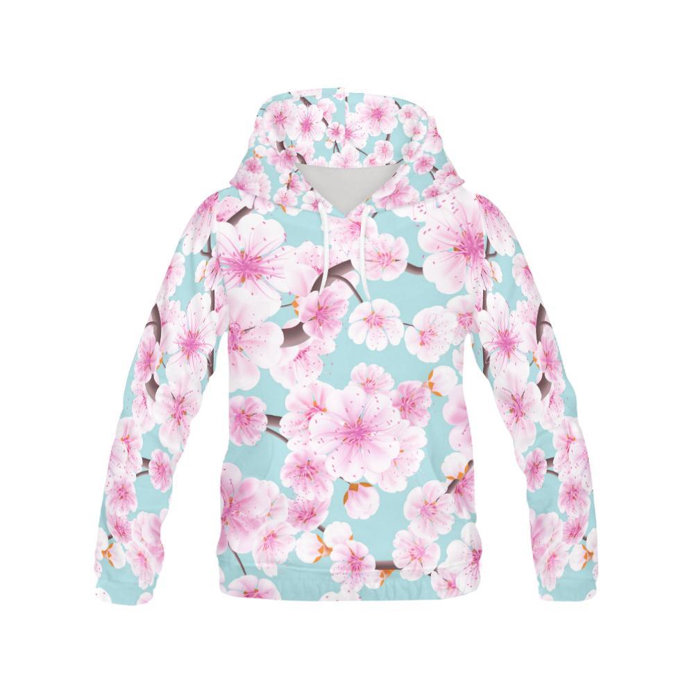 Cherry Blossom Sakura Blue Women Pullover Hoodie -grizzshop