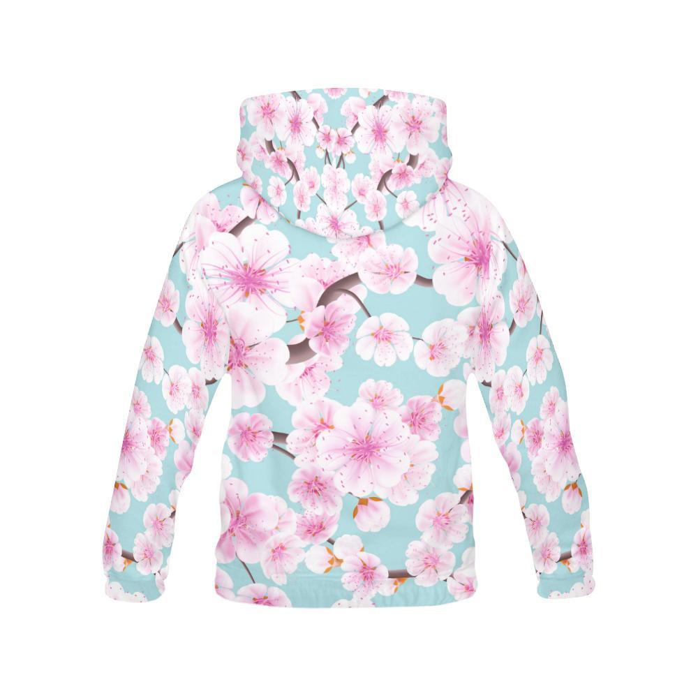 Cherry Blossom Sakura Blue Women Pullover Hoodie -grizzshop