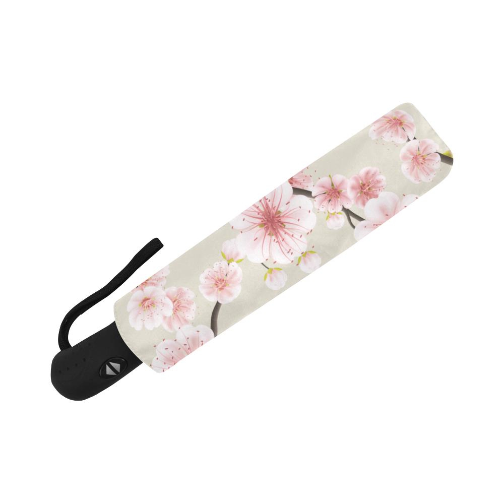 Cherry Blossom Sakura Print Automatic Foldable Umbrella-grizzshop
