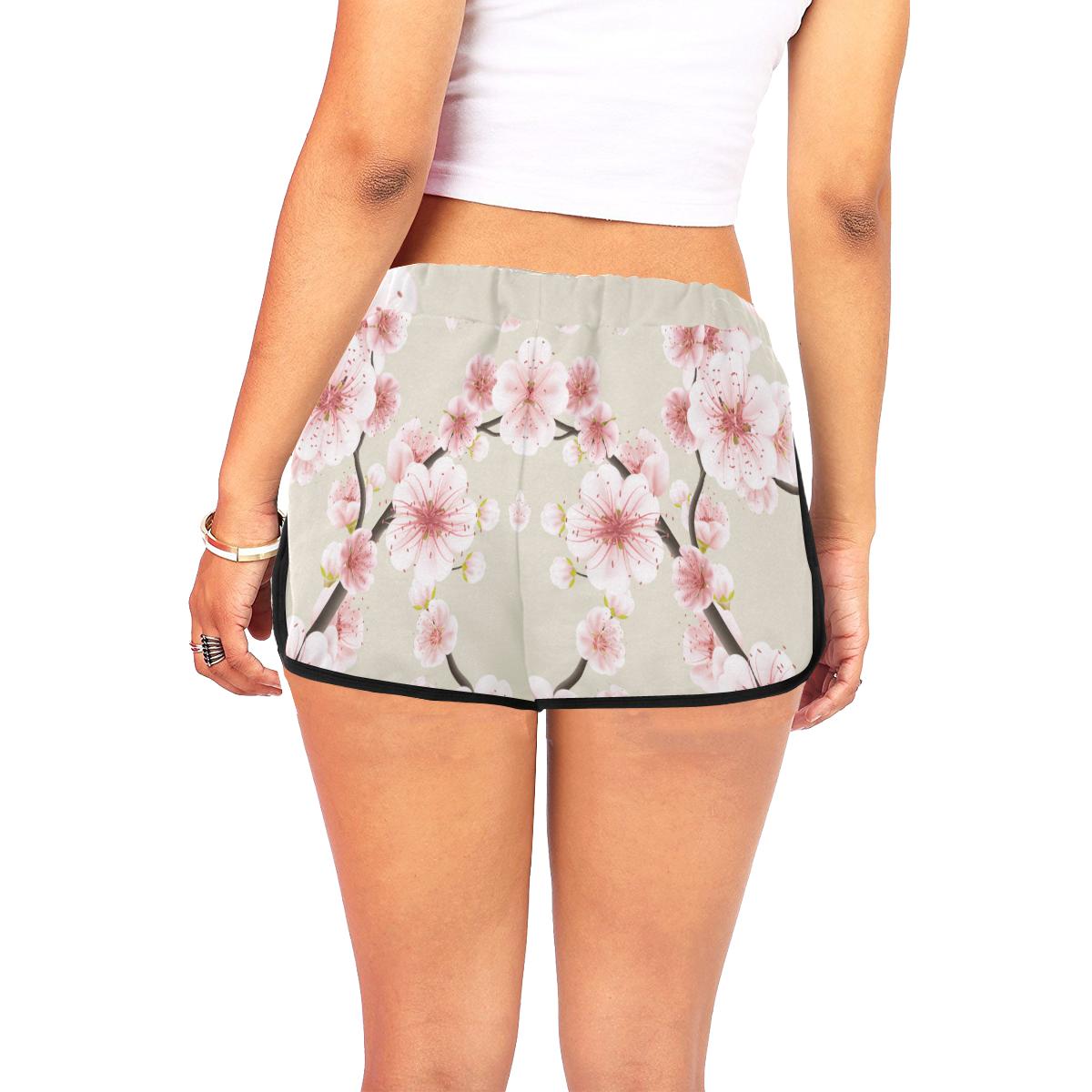 Cherry Blossom Sakura Print Women Casual Shorts-grizzshop