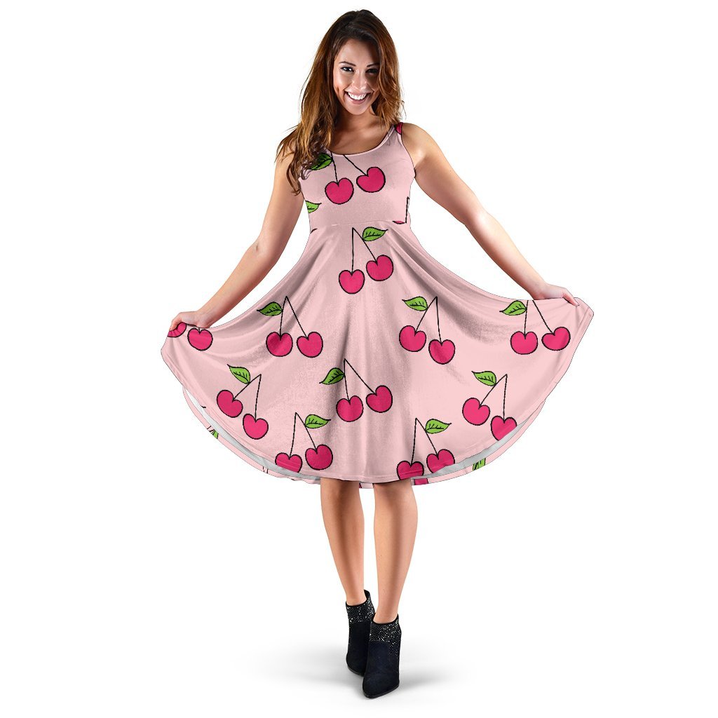 Cherry Pattern Print Dress-grizzshop