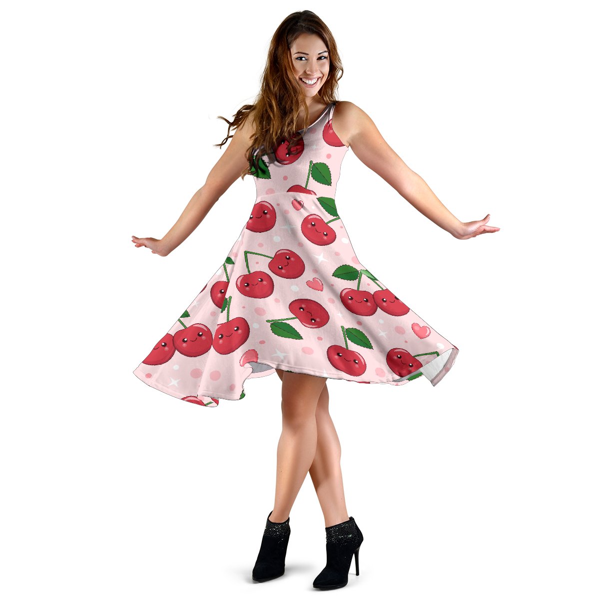 Cherry Print Pattern Dress-grizzshop
