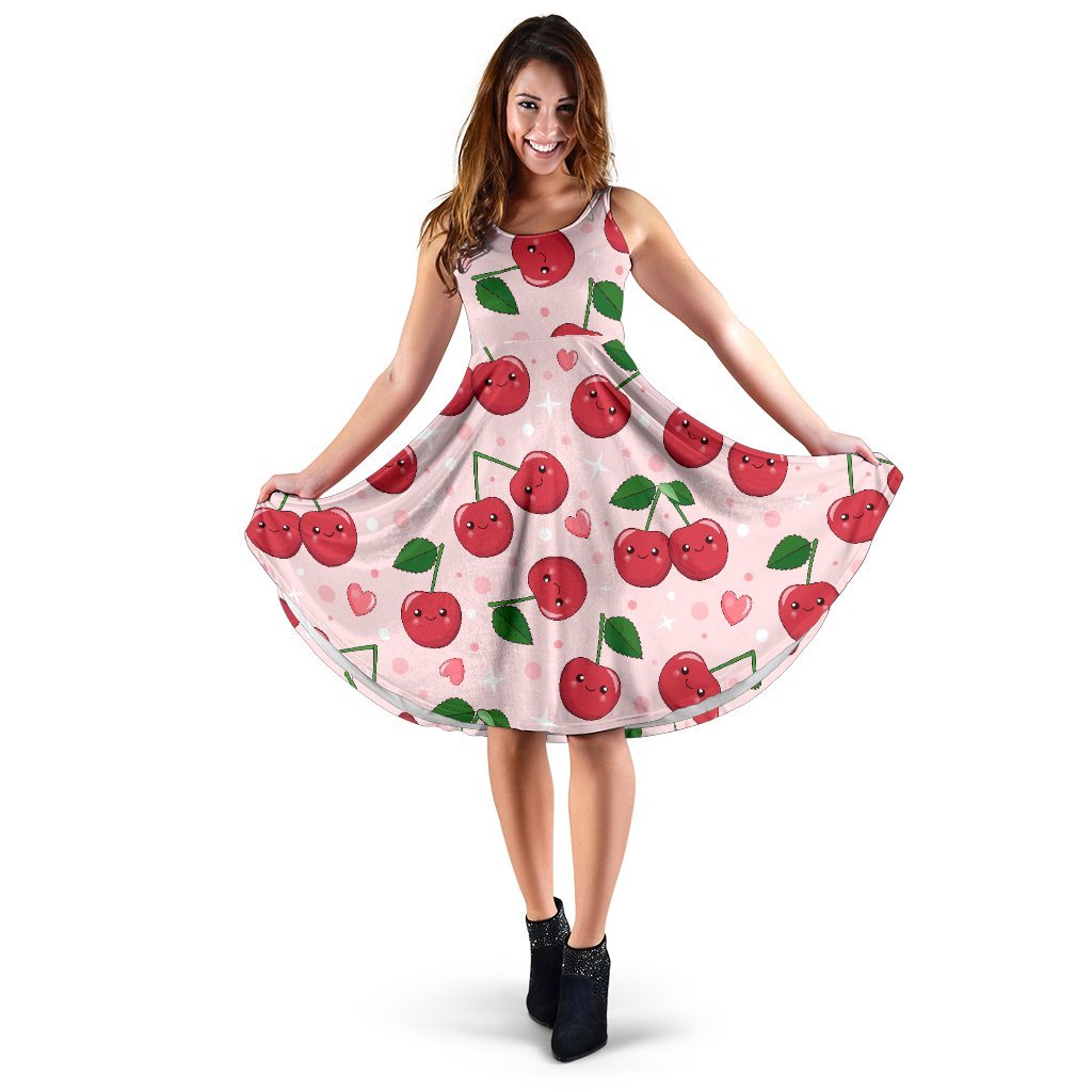 Cherry Print Pattern Dress-grizzshop