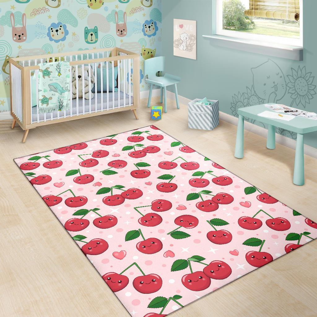 Cherry Print Pattern Floor Mat-grizzshop