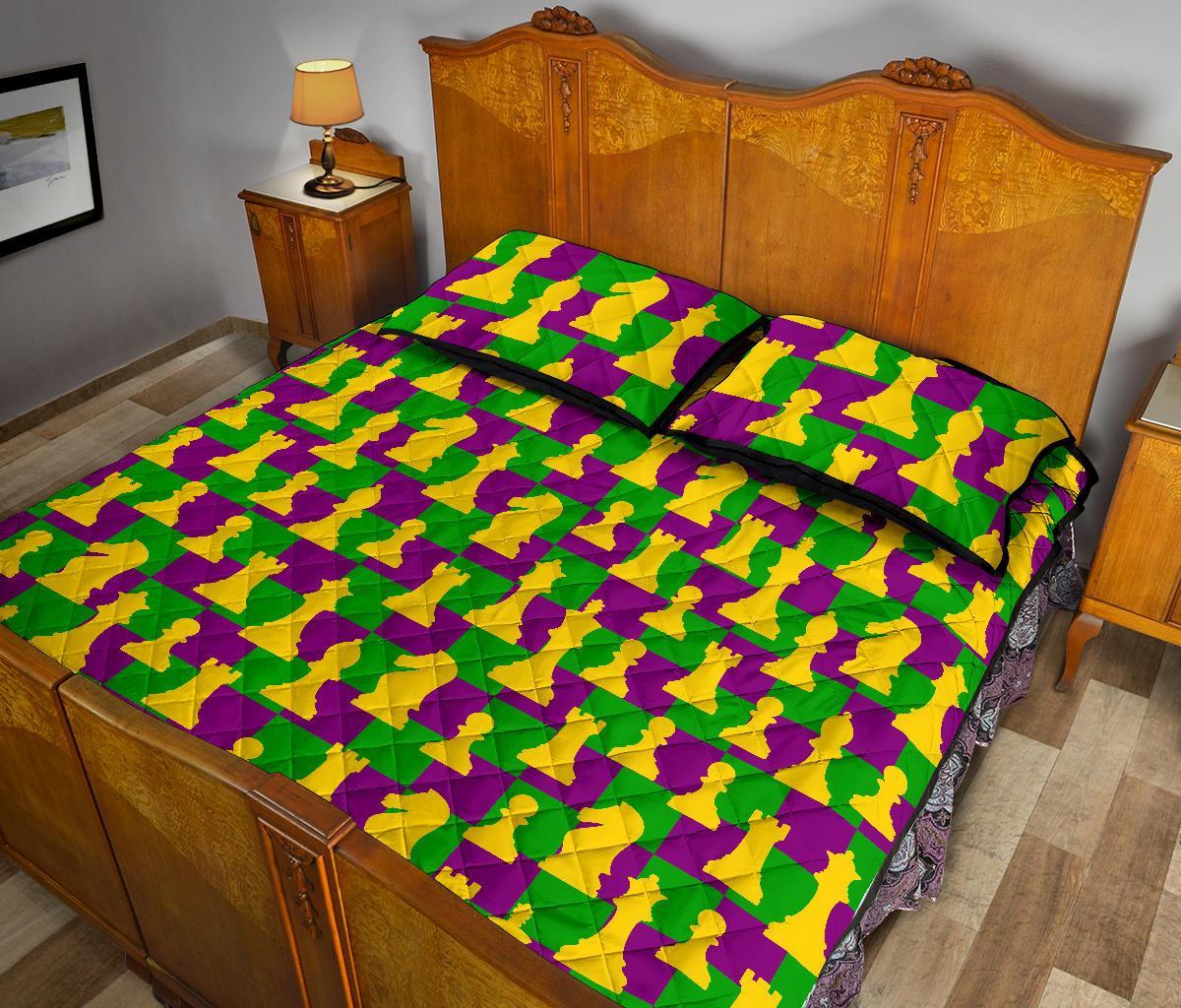 Chess Color Pattern Print Bed Set Quilt-grizzshop