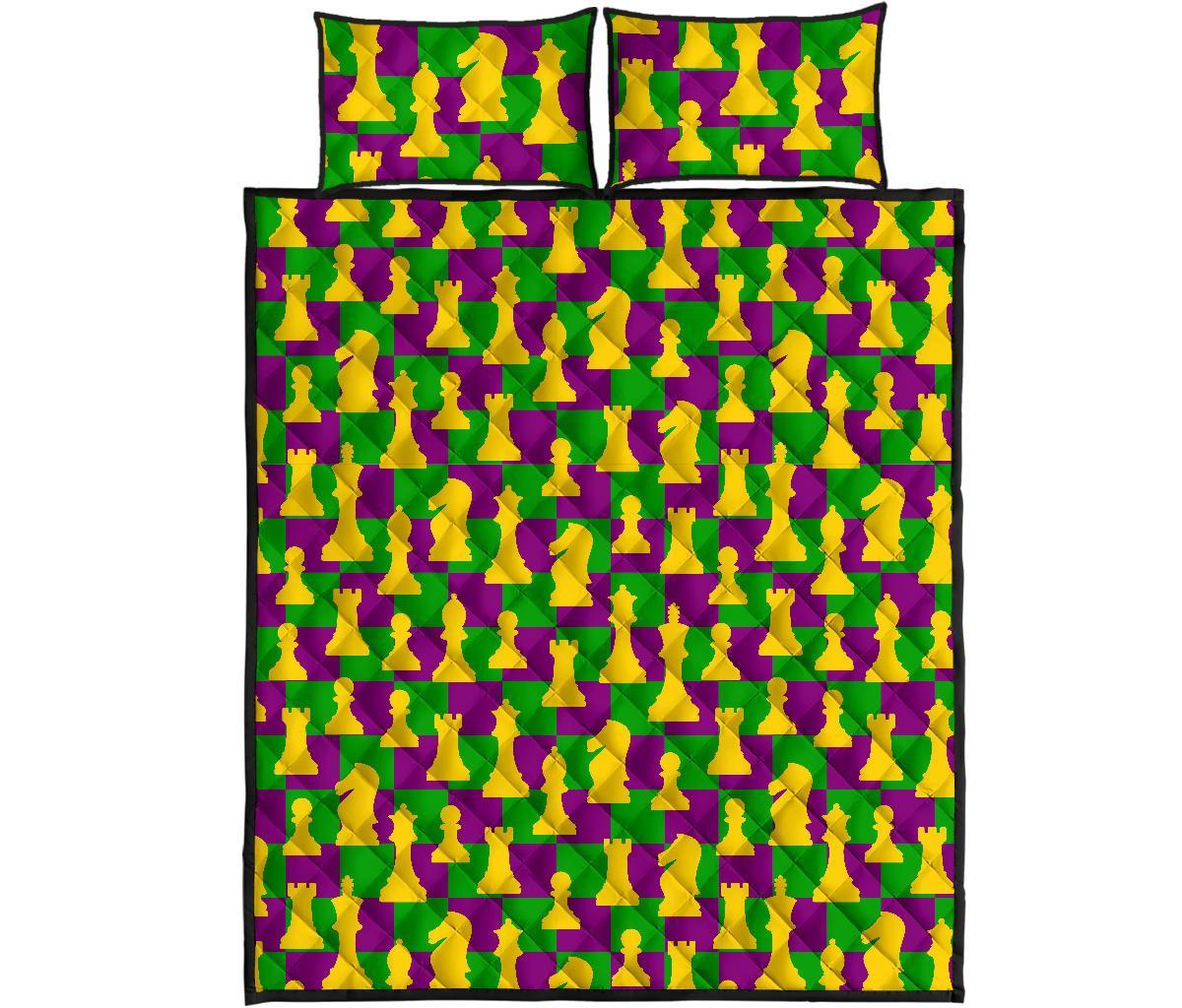Chess Color Pattern Print Bed Set Quilt-grizzshop