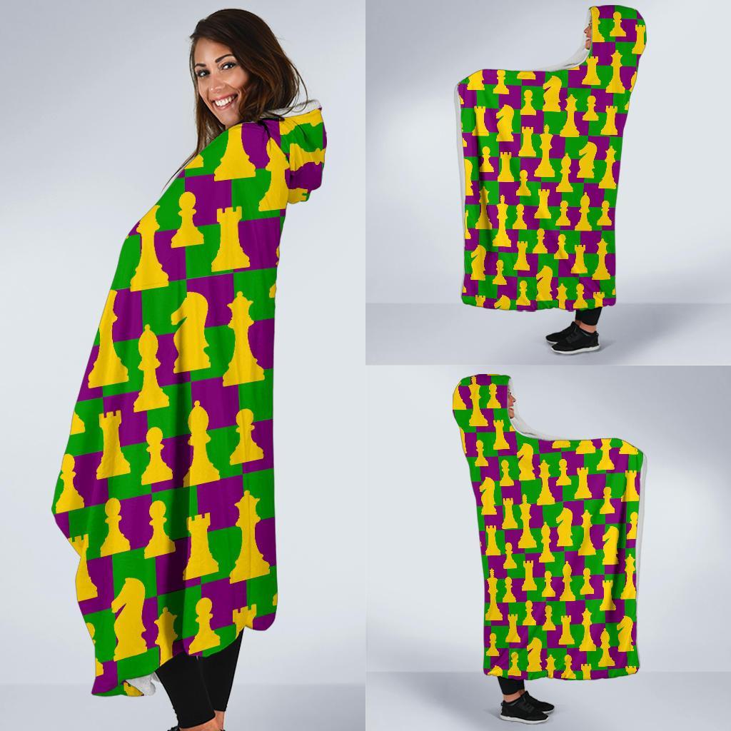 Chess Color Pattern Print Hooded Blanket-grizzshop