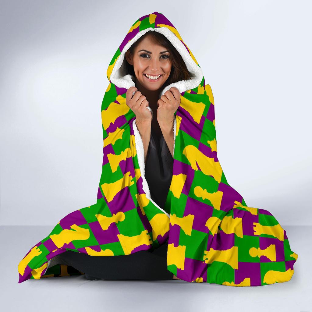 Chess Color Pattern Print Hooded Blanket-grizzshop