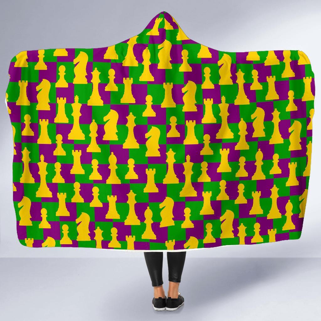 Chess Color Pattern Print Hooded Blanket-grizzshop