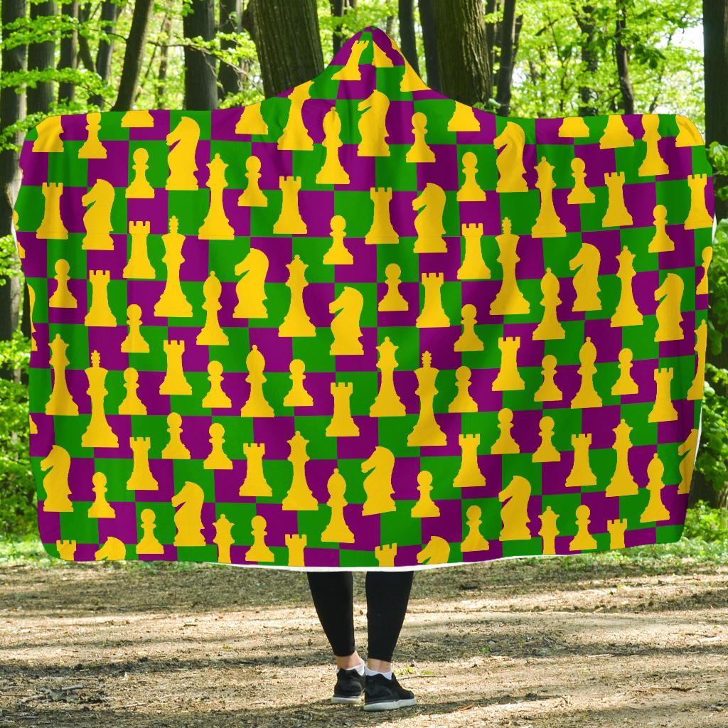 Chess Color Pattern Print Hooded Blanket-grizzshop