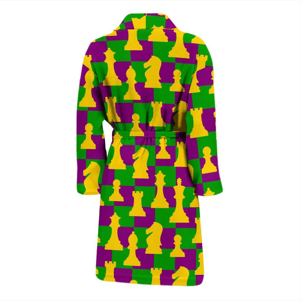 Chess Color Pattern Print Men Long Robe-grizzshop