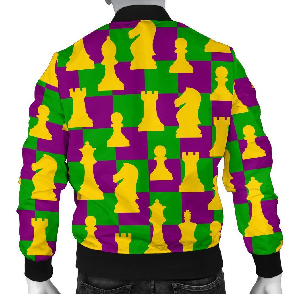 Chess Color Pattern Print Men's Bomber Jacket-grizzshop