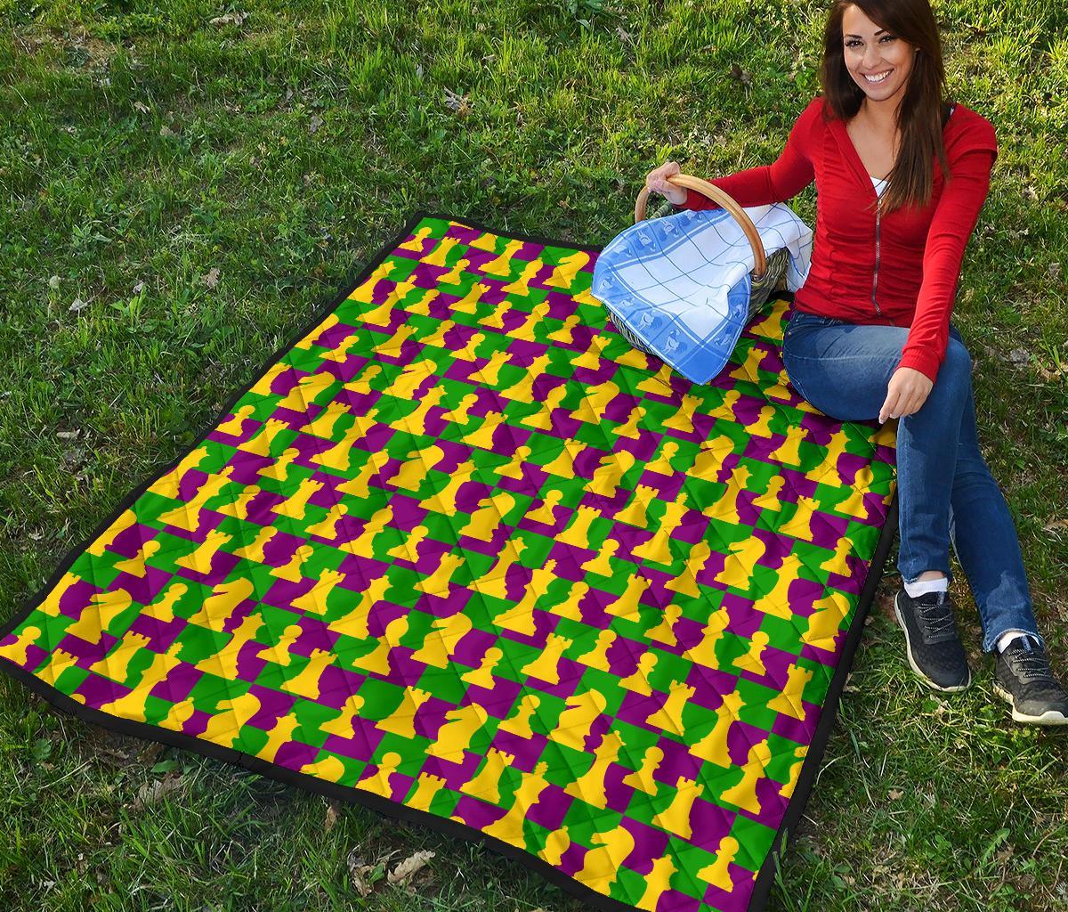Chess Color Pattern Print Quilt-grizzshop