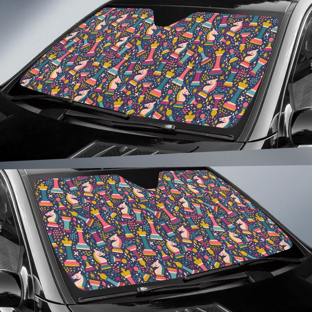 Chess Colorful Pattern Print Car Sun Shade-grizzshop