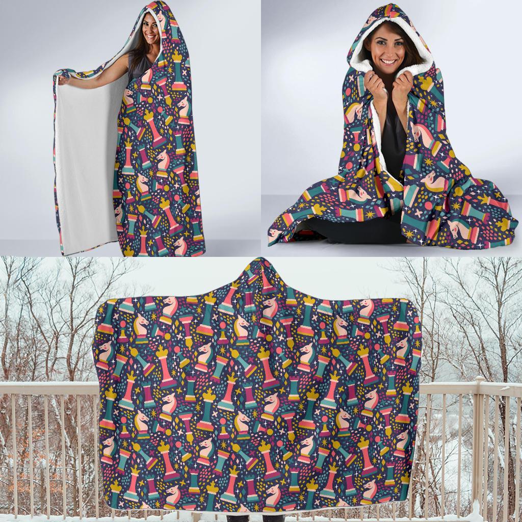 Chess Colorful Pattern Print Hooded Blanket-grizzshop