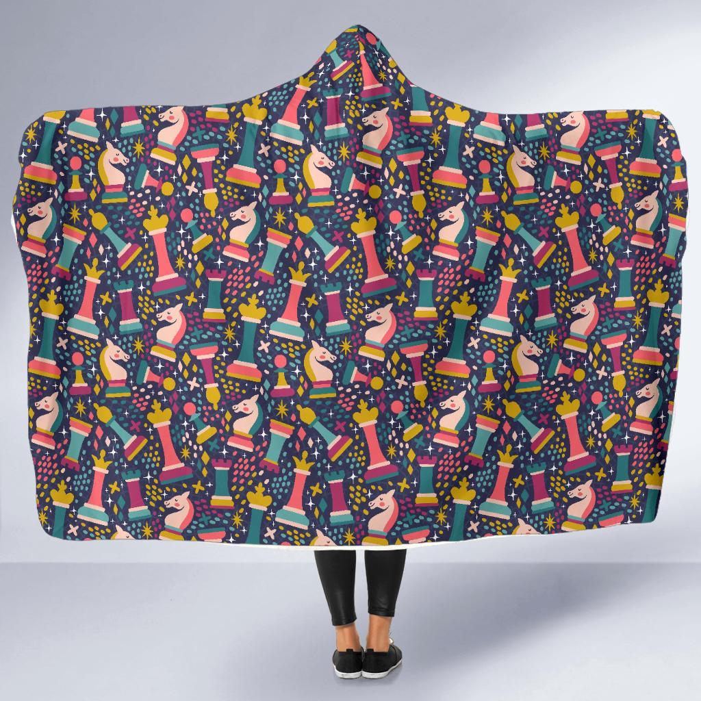 Chess Colorful Pattern Print Hooded Blanket-grizzshop