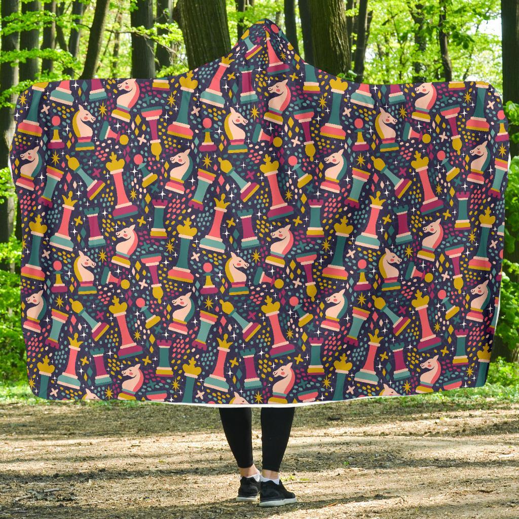 Chess Colorful Pattern Print Hooded Blanket-grizzshop