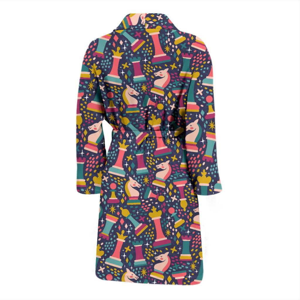 Chess Colorful Pattern Print Men Long Robe-grizzshop
