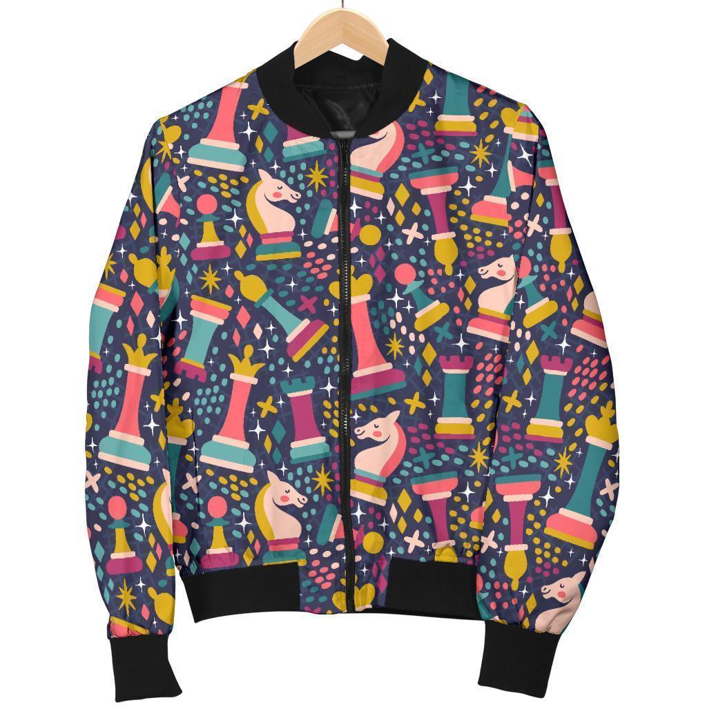 Chess Colorful Pattern Print Men's Bomber Jacket-grizzshop