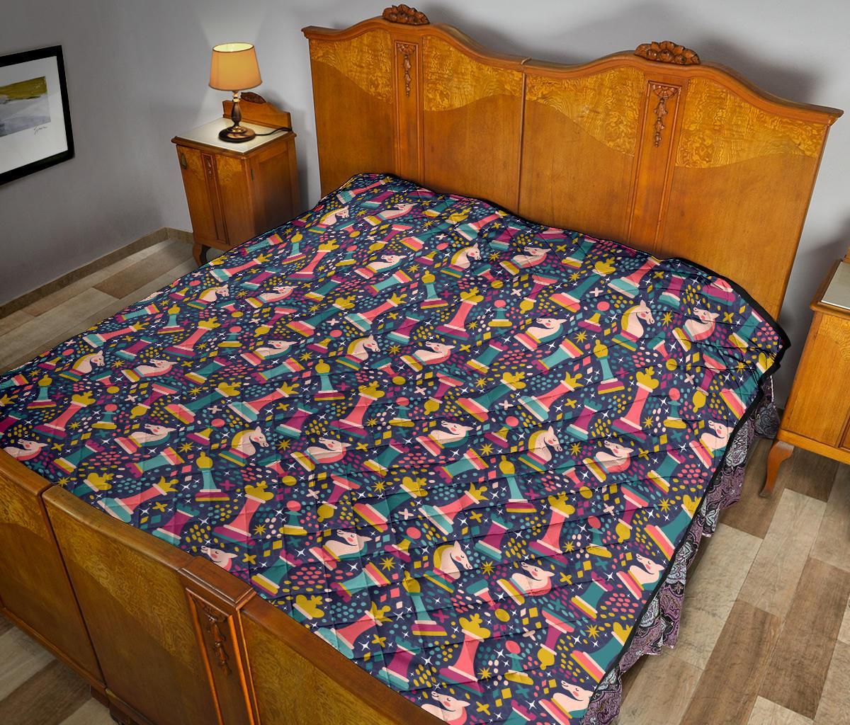 Chess Colorful Pattern Print Quilt-grizzshop