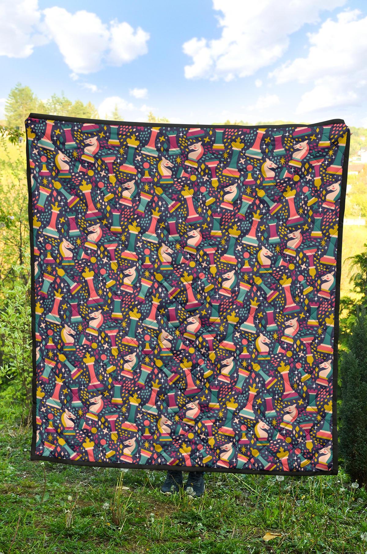 Chess Colorful Pattern Print Quilt-grizzshop