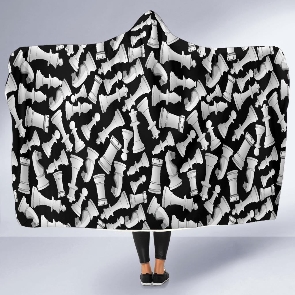 Chess Pattern Print Hooded Blanket-grizzshop