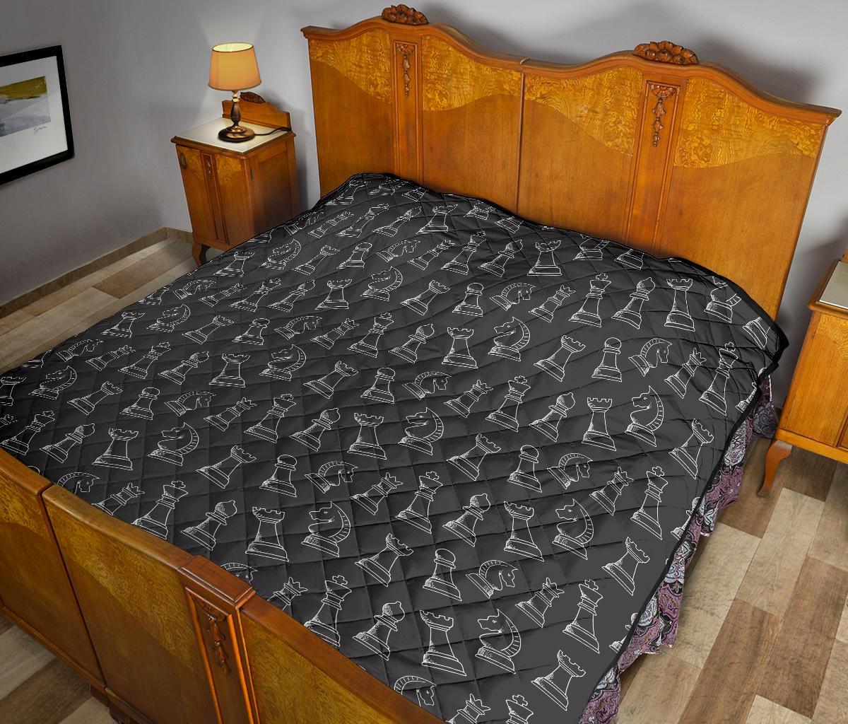 Chess Print Pattern Quilt-grizzshop