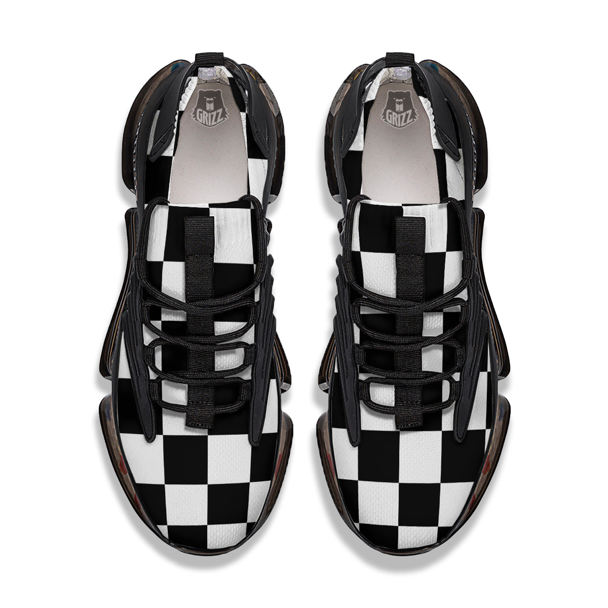 Chessboard Sphere Print Black Gym Shoes-grizzshop