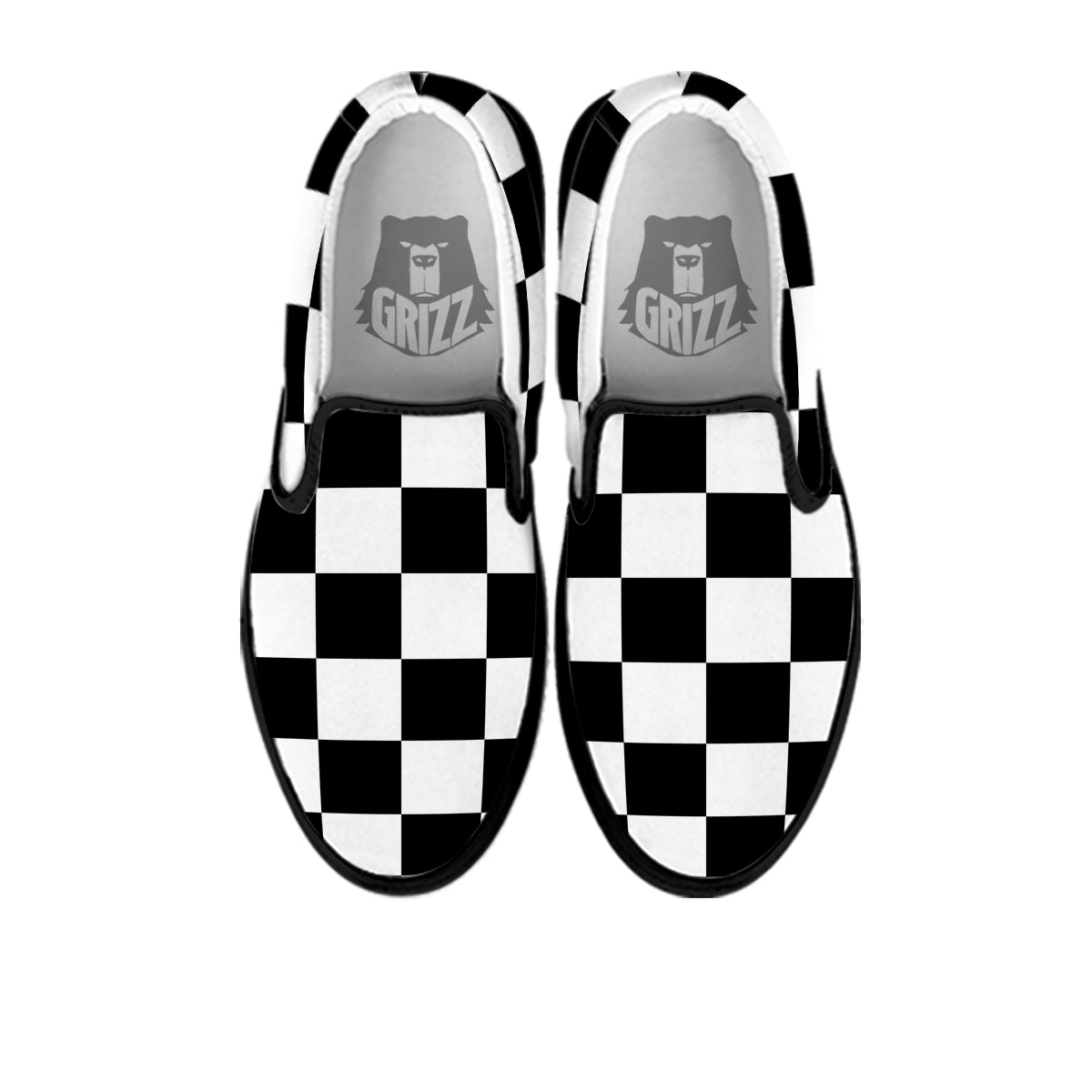 Chessboard Sphere Print Black Slip On Shoes-grizzshop