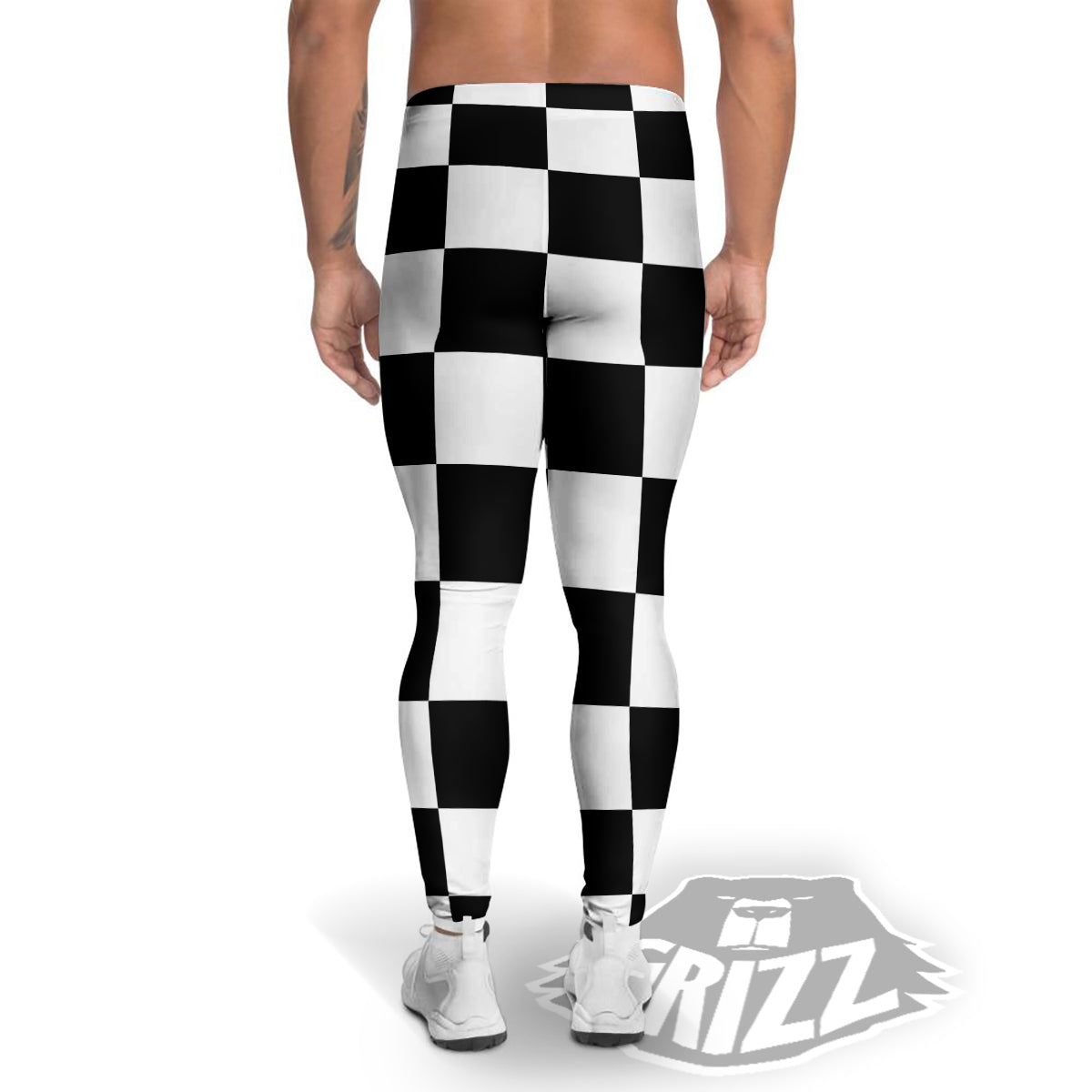 Chessboard Sphere Print Men's Leggings-grizzshop
