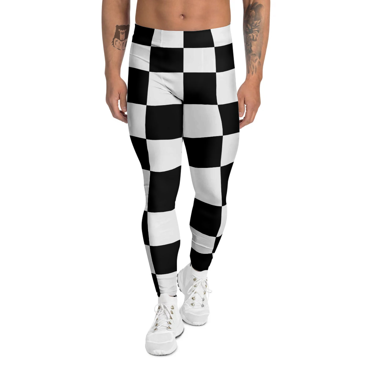 Chessboard Sphere Print Men's Leggings-grizzshop