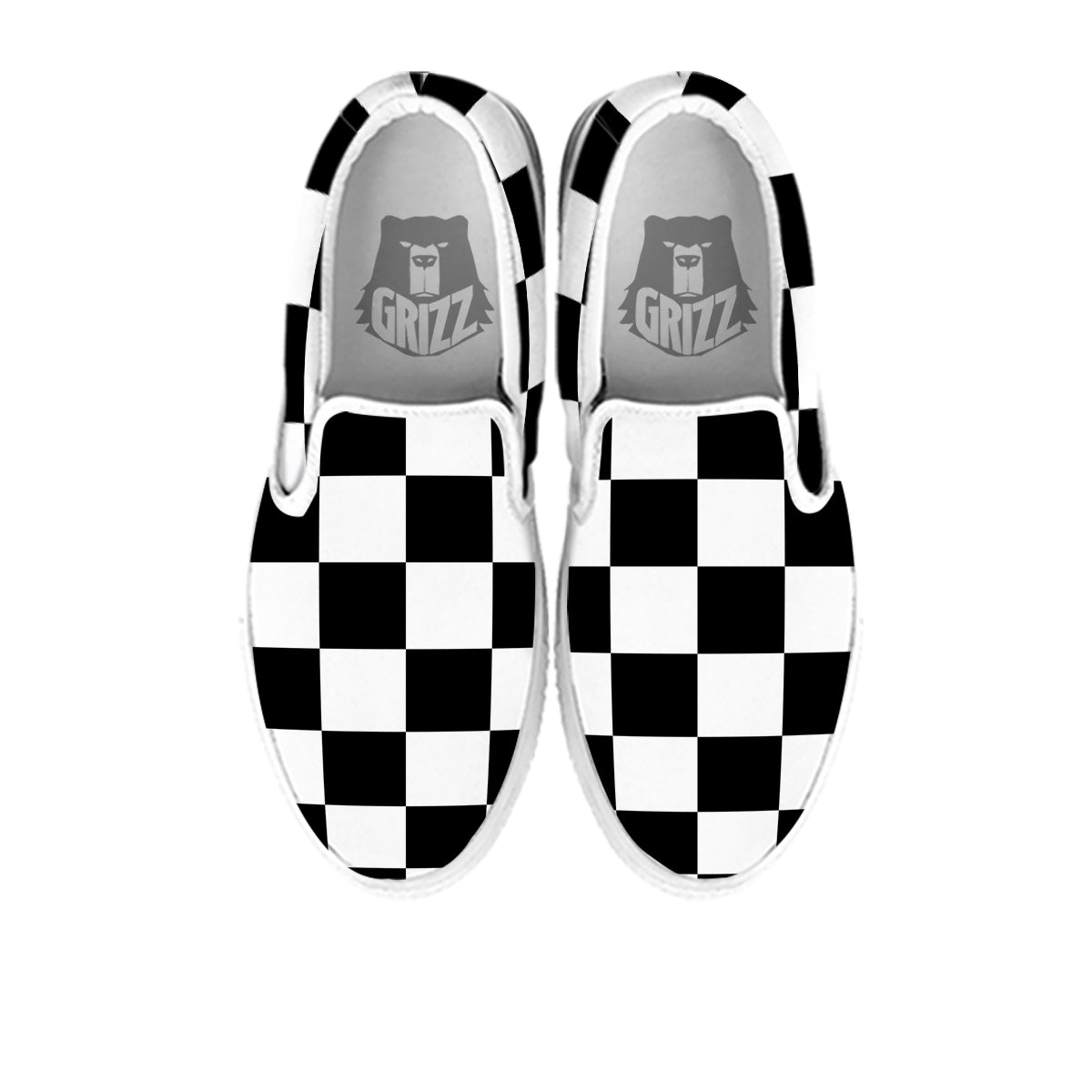 Chessboard Sphere Print White Slip On Shoes-grizzshop
