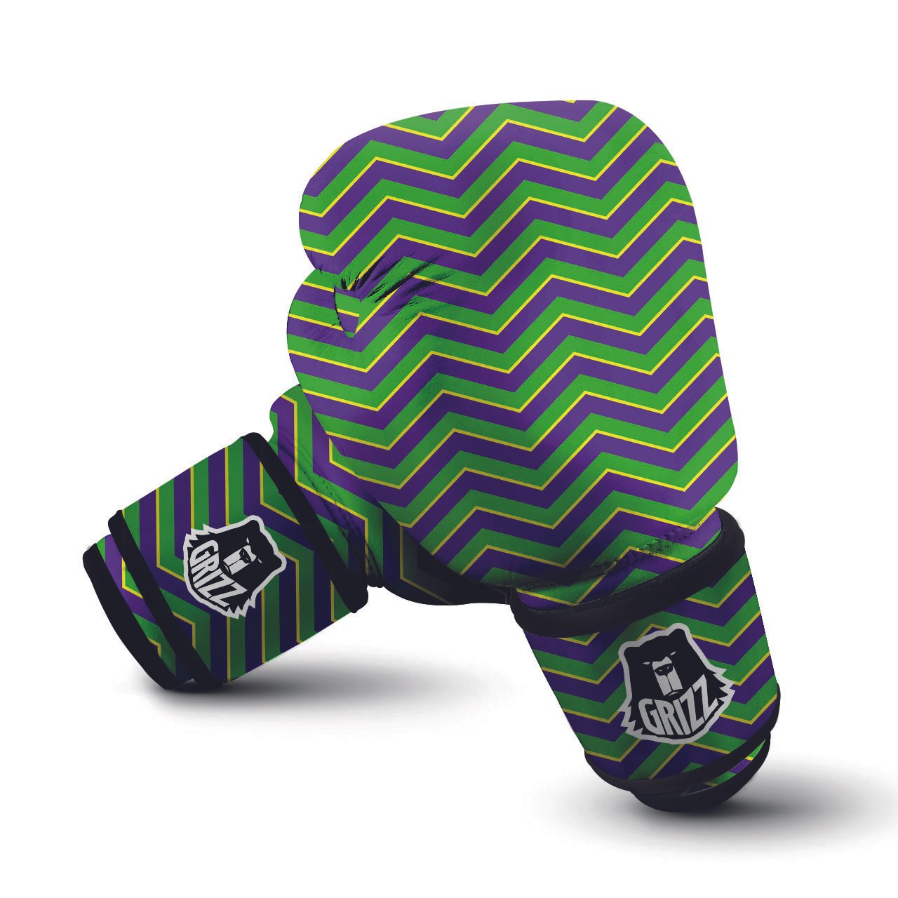 Chevron Mardi Gras Print Pattern Boxing Gloves-grizzshop