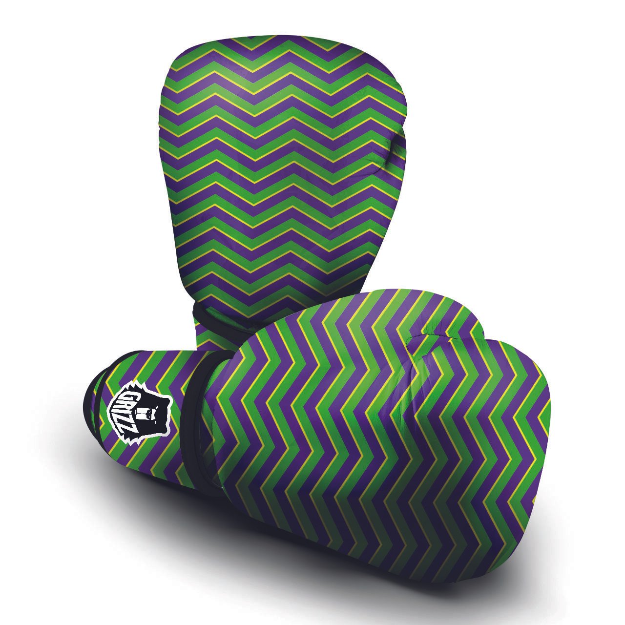 Chevron Mardi Gras Print Pattern Boxing Gloves-grizzshop