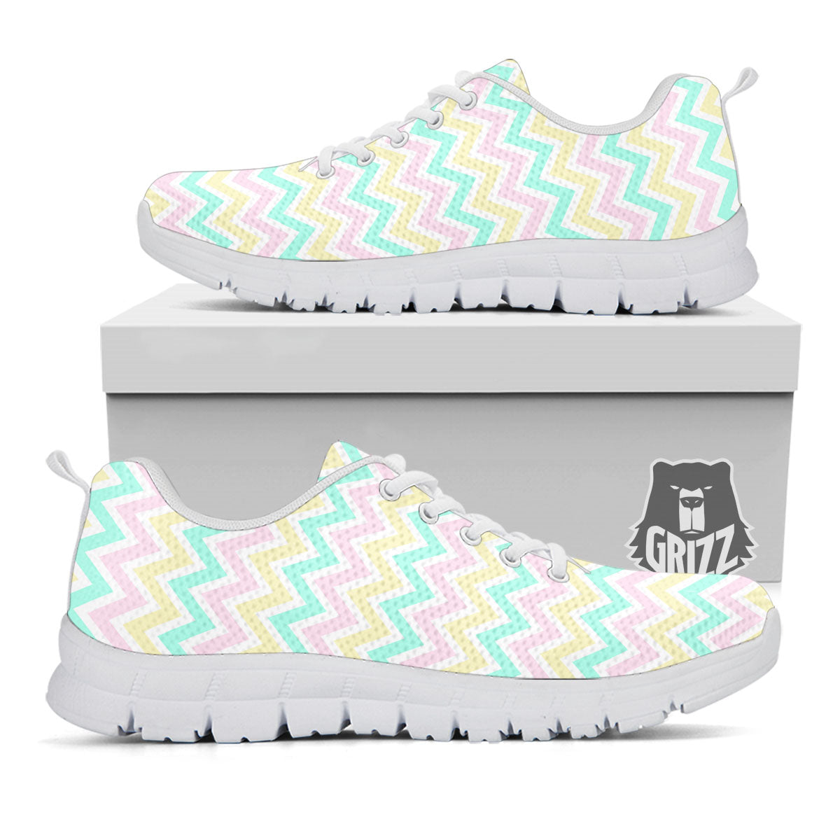 Chevron Pastel Print Pattern White Sneaker-grizzshop