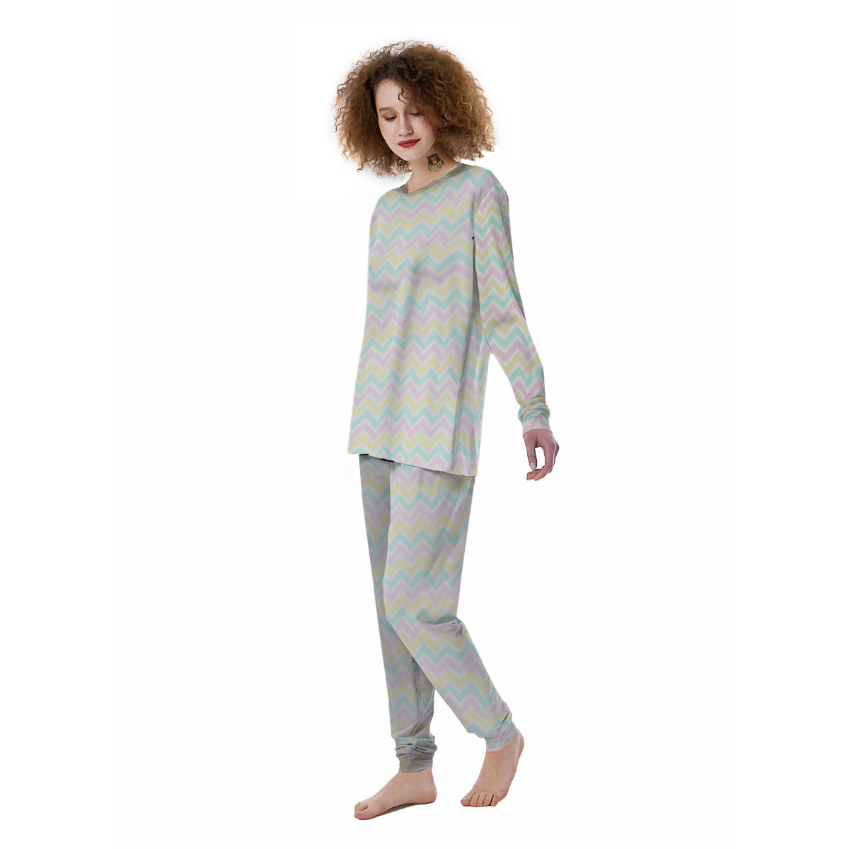 Chevron Pastel Print Pattern Women's Pajamas-grizzshop