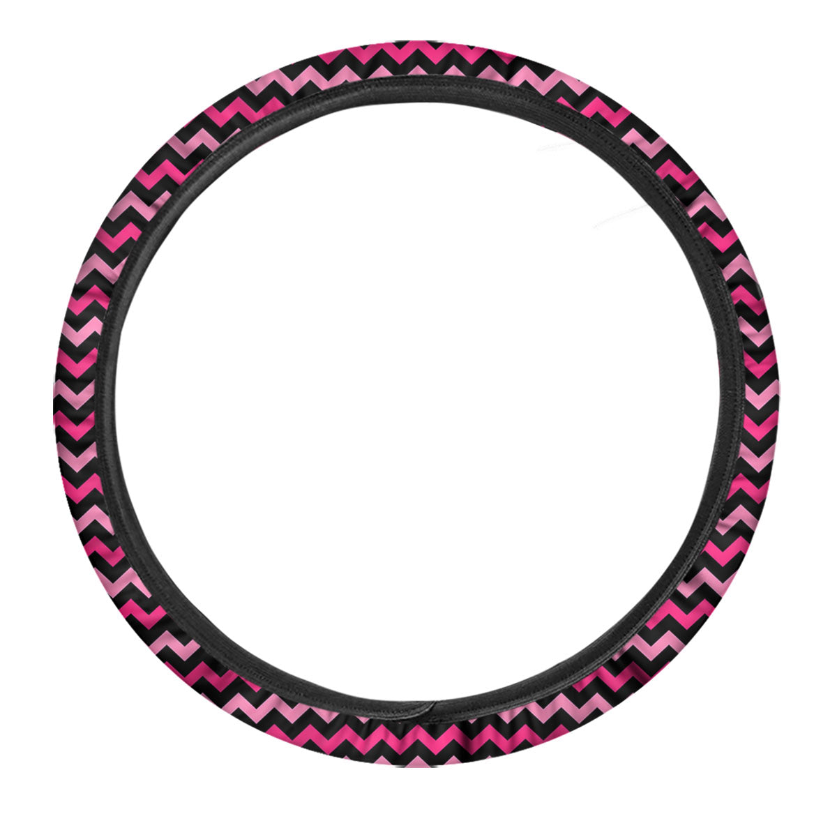Chevron Pink And Black Print Pattern Car Steering Wheel Cover-grizzshop