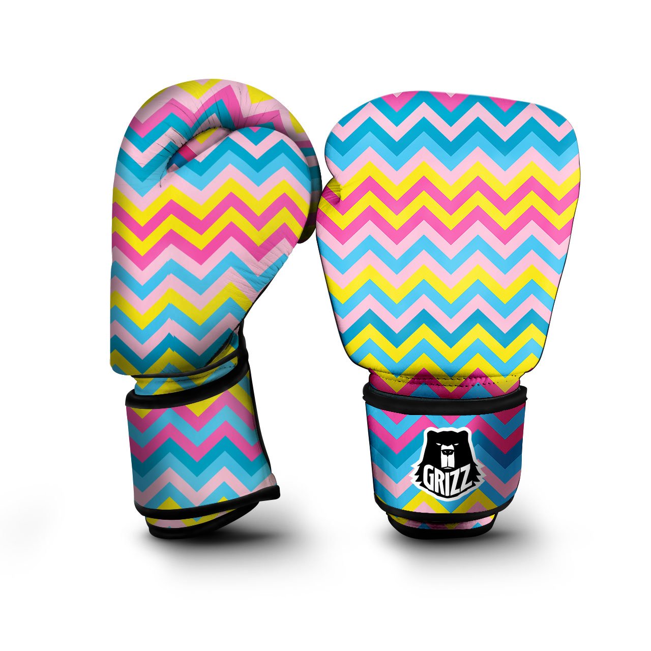 Chevron Rainbow Print Pattern Boxing Gloves-grizzshop